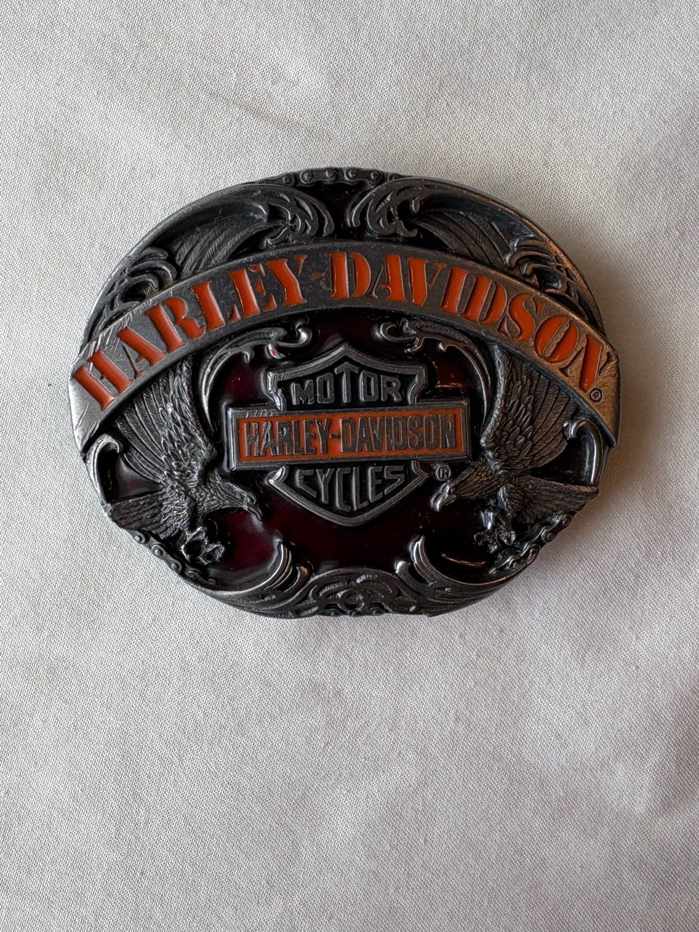 Vintage Siskiyou Harley Davidson Belt Buckle from 1991 detailed Eagle Design